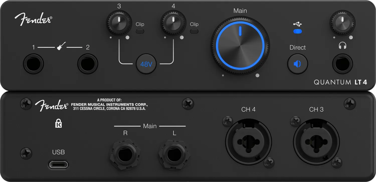 Fender Quantum LT 4 interfaccia audio USB-C 2 preamp