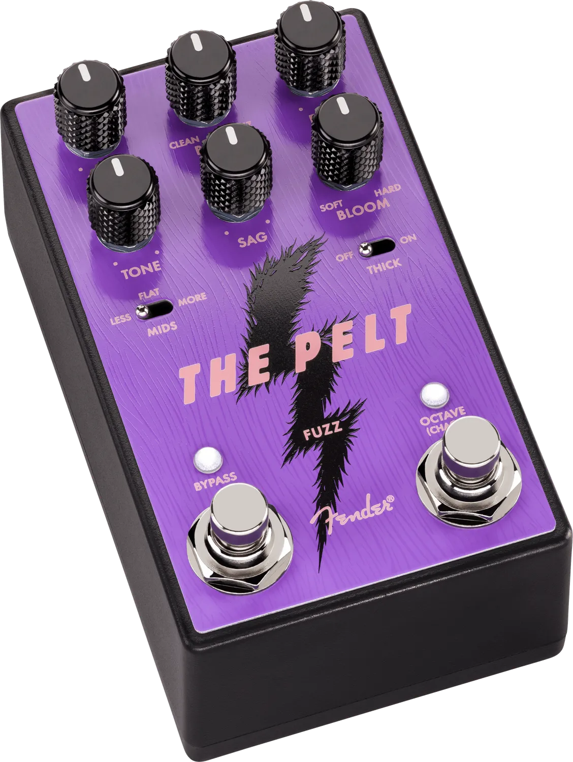 Fender Pelt V2 pedale fuzz viola silicon con octave e blend