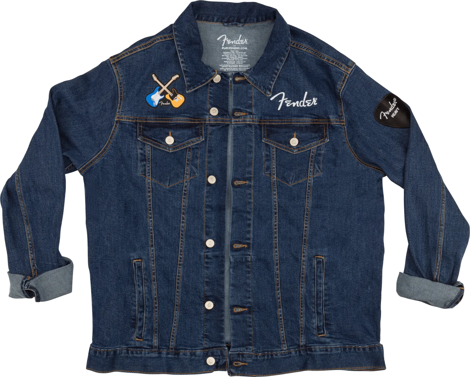 Fender Jean Jacket giubbotto jeans blu patch taglia S