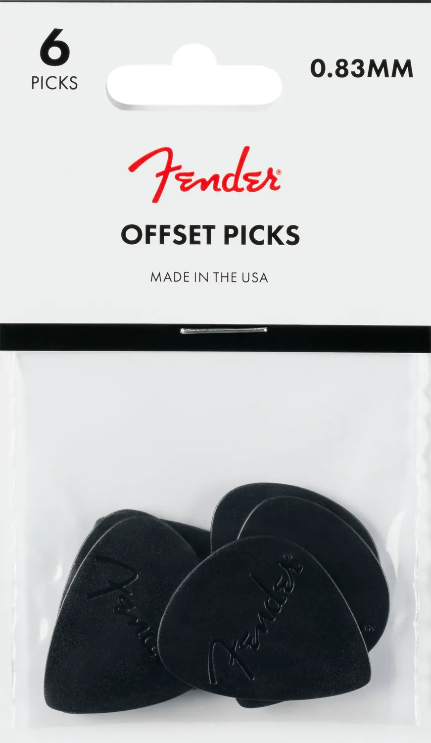 Fender Offset plettri 0.83 mm nero presa thumbprint