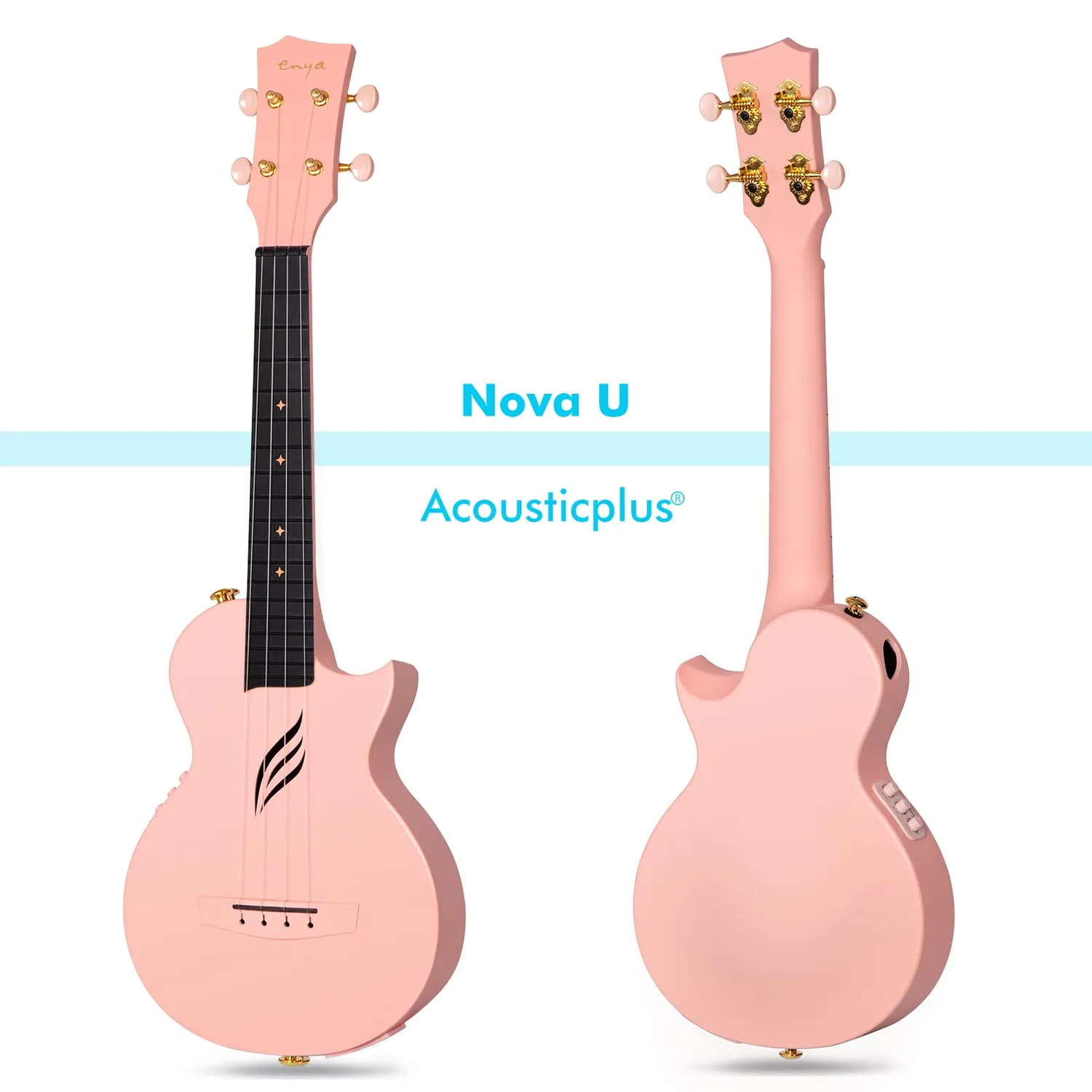 Enya Nova U 23 Ukulele Concerto Elettrico Rosa Kit Carbonio