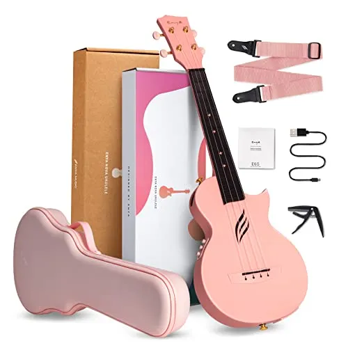 Enya Nova U 23 Ukulele Concerto Elettrico Rosa Kit Carbonio