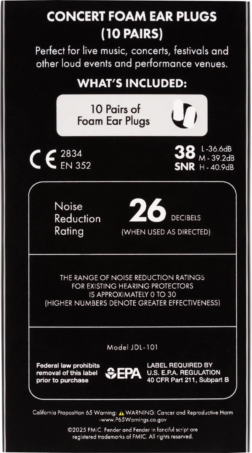 Fender Concert Foam tappi orecchie 10 paia rossi