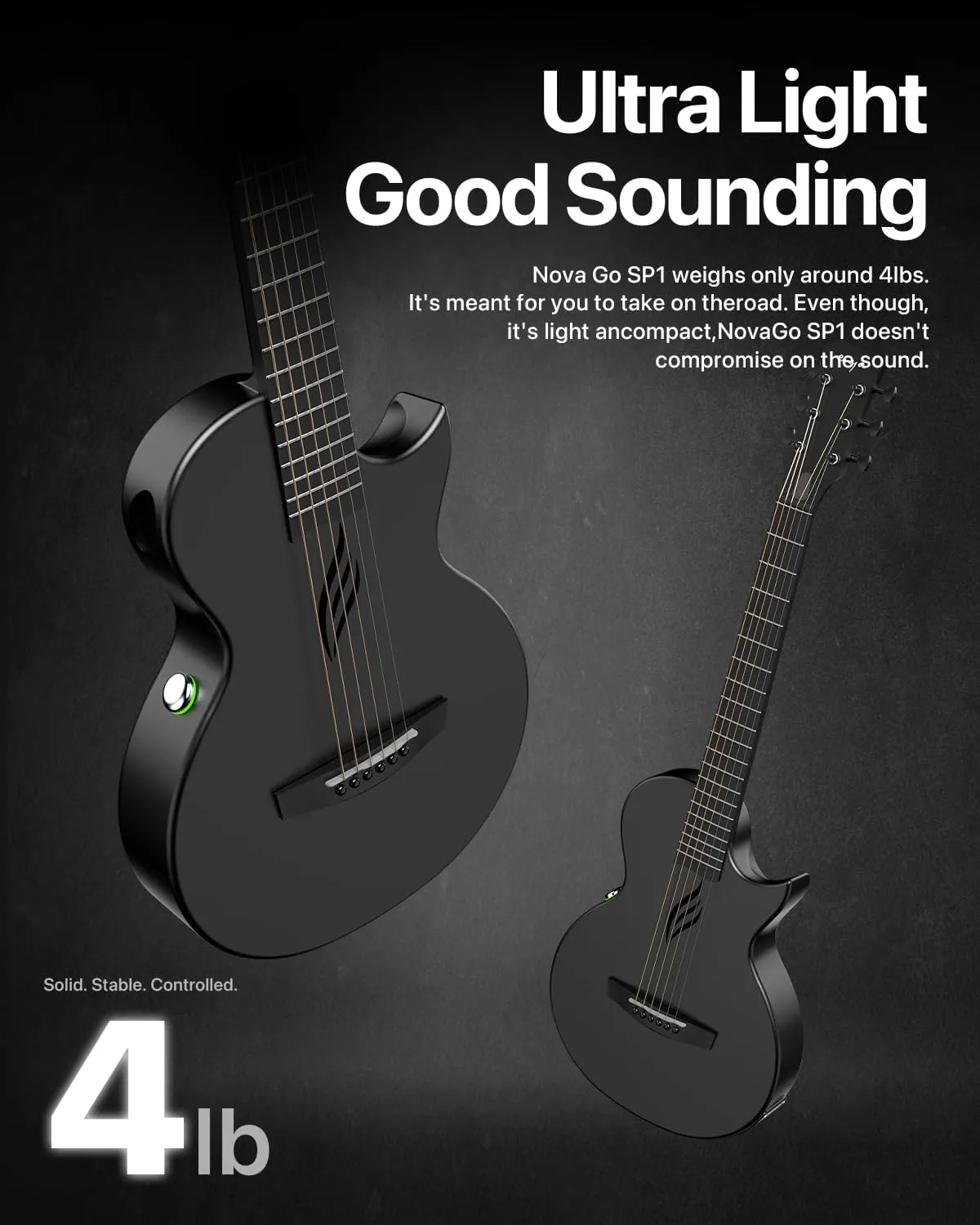 Enya Nova Go SP1 chitarra elettroacustica 35'' nera carbonio