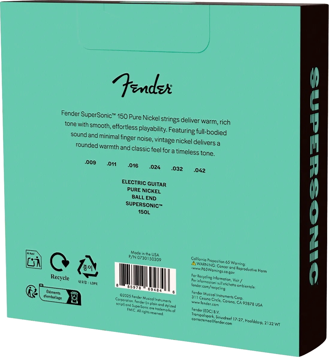 Fender SuperSonic 150 corde chitarra 009-042 3 pack nichel