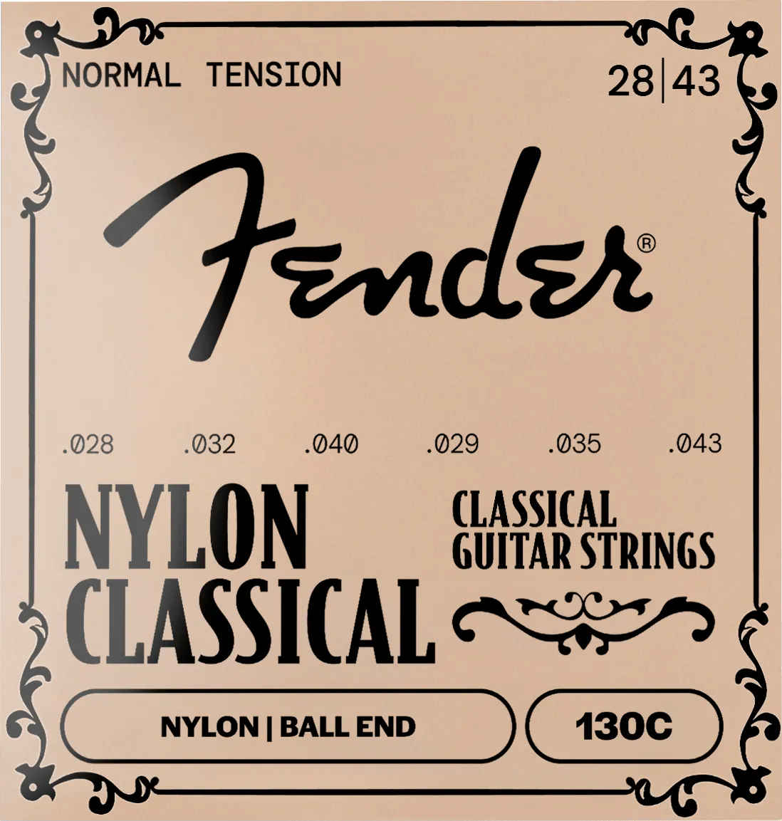 Fender 100C corde chitarra classica tie-end 028-043 nylon