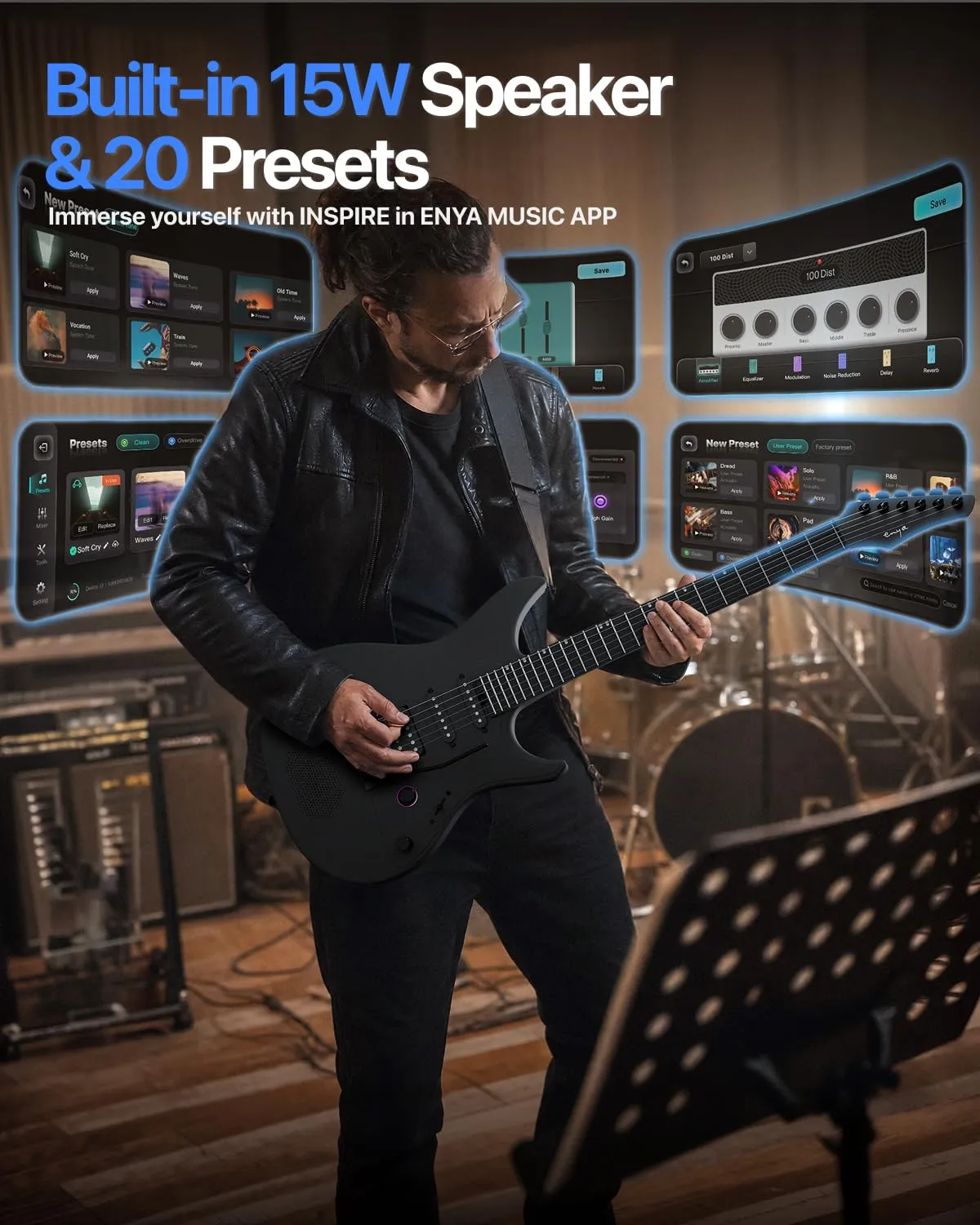 Enya Inspire 39" chitarra elettrica smart carbonio