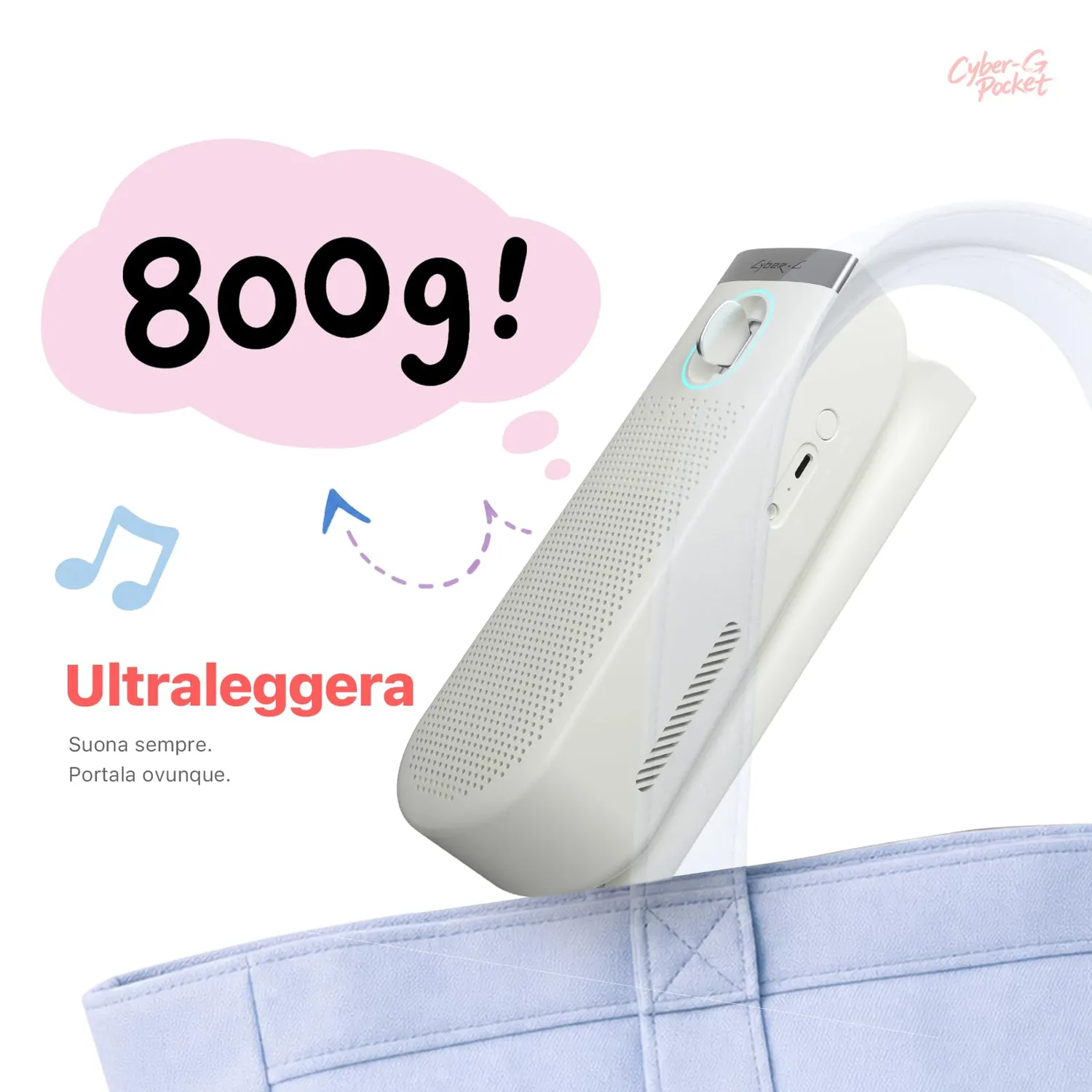 Enya Cyber-G Pocket Chitarra Smart Portatile Rosa 15 Suoni
