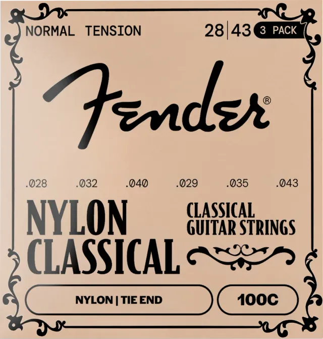 Fender 100 corde chitarra classica 3-pack tie-end nylon