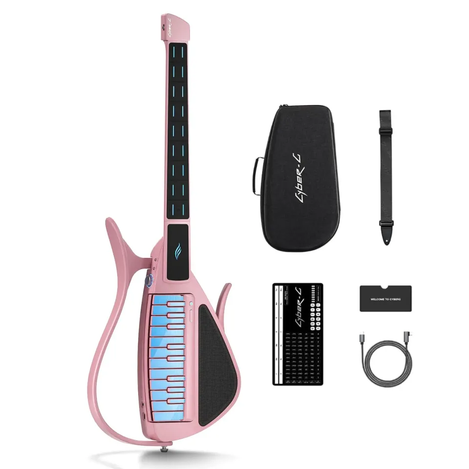 Enya Cyber-G chitarra smart senza corde rosa pick