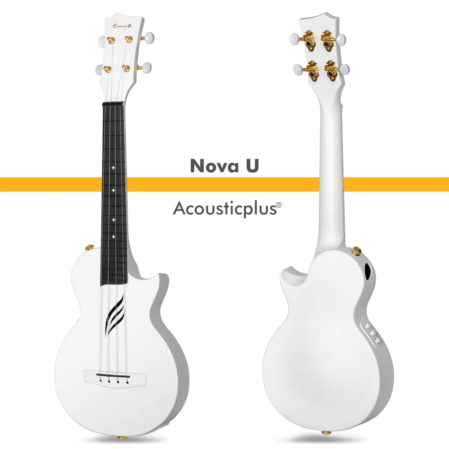 Enya Nova U/WH EQ ukulele concerto bianco elettrico kit