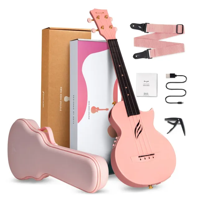 Enya Nova U 23 Ukulele Concerto Elettrico Rosa Kit Carbonio