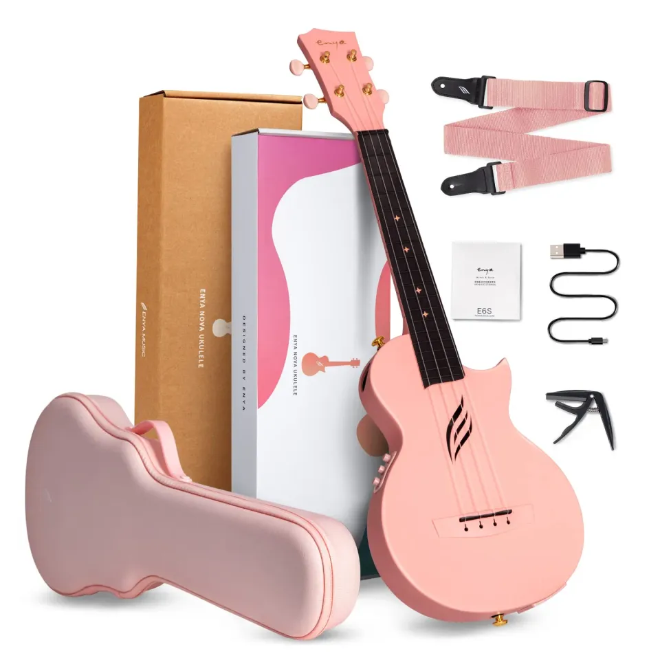Enya Nova U 23 Ukulele Concerto Elettrico Rosa Kit Carbonio