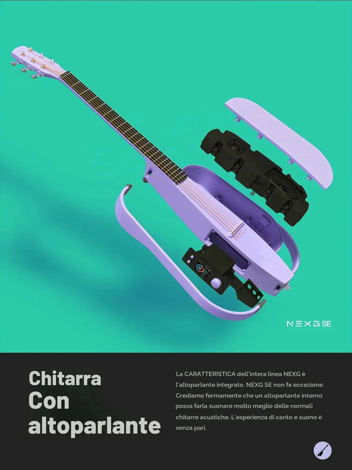 Enya NEXG SE chitarra elettroacustica 3/4 viola carbonio