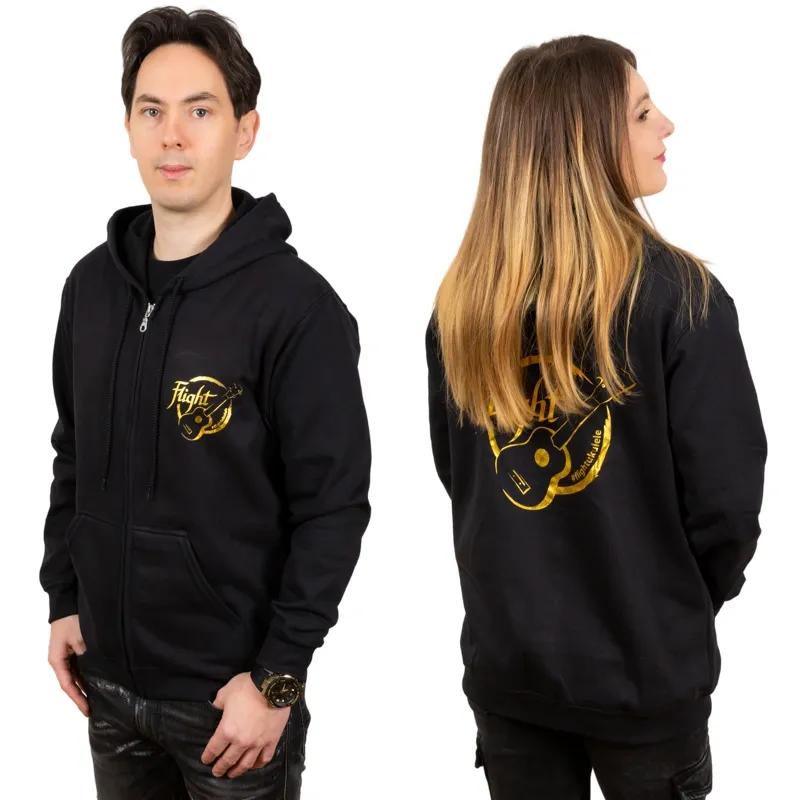 Flight Hoodie felpa con cappuccio nera zip oro