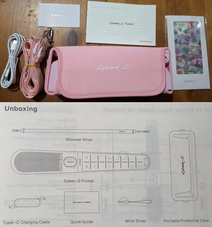 Enya Cyber-G Pocket Chitarra Smart Portatile Rosa 15 Suoni