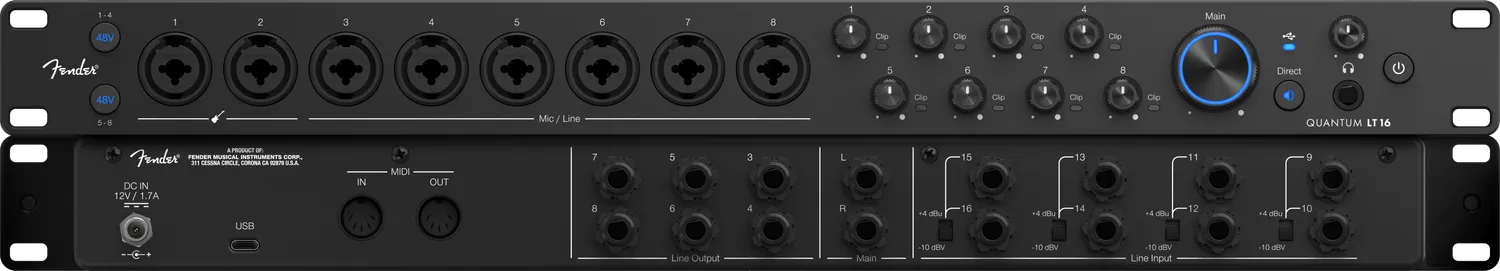 Fender Quantum LT 16 interfaccia audio USB-C 75 dB nera EU