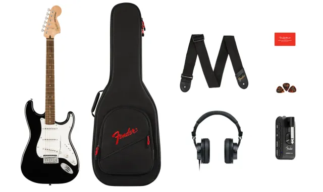 Squier Affinity Stratocaster Mustang Micro pack chitarra nero