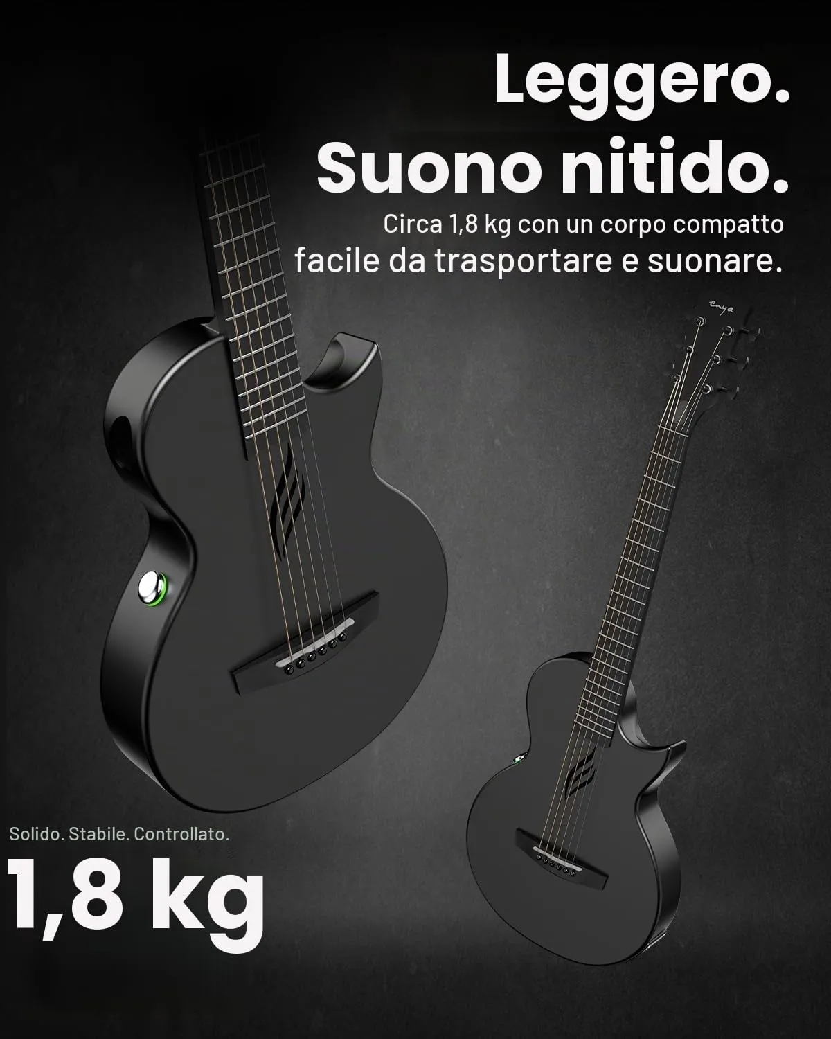 Enya Nova Go SP1 set chitarra acustica 35" nero carbonio