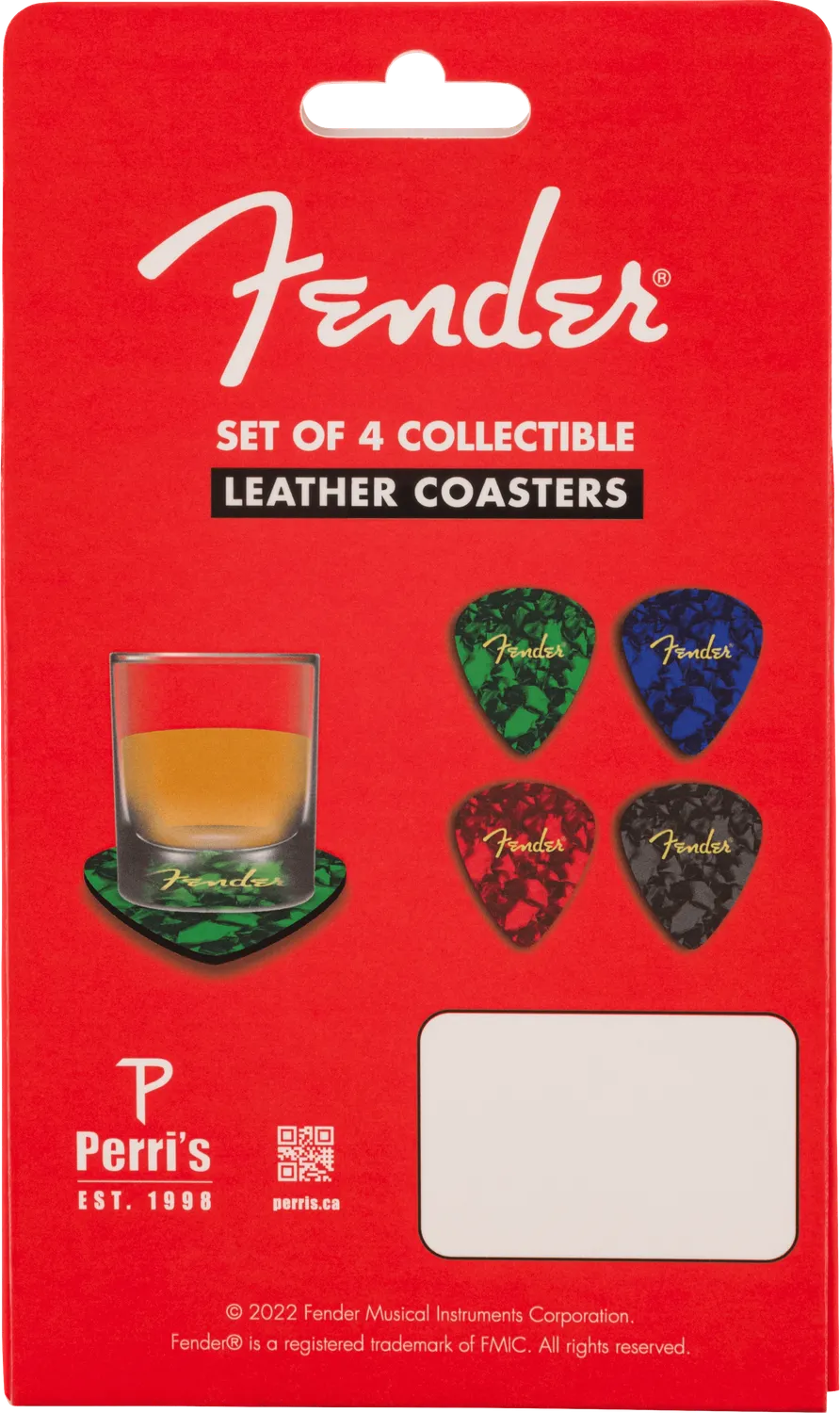 Fender Pick Shape Logo sottobicchieri pelle 4 pezzi