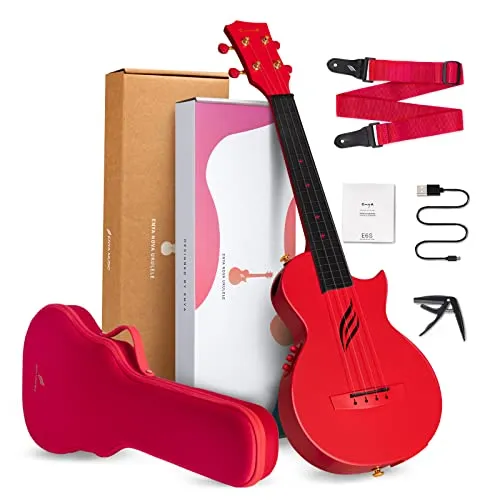 Enya Nova U/RD EQ ukulele concerto rosso elettrico kit