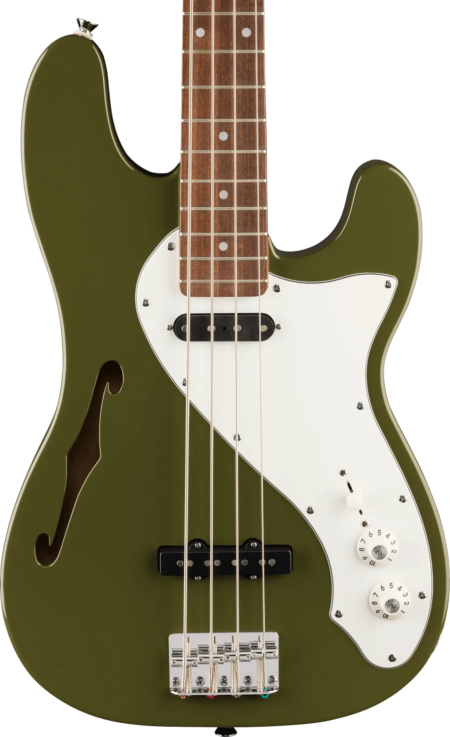 Squier Paranormal Precision Thinline basso semi-hollow SJ olive