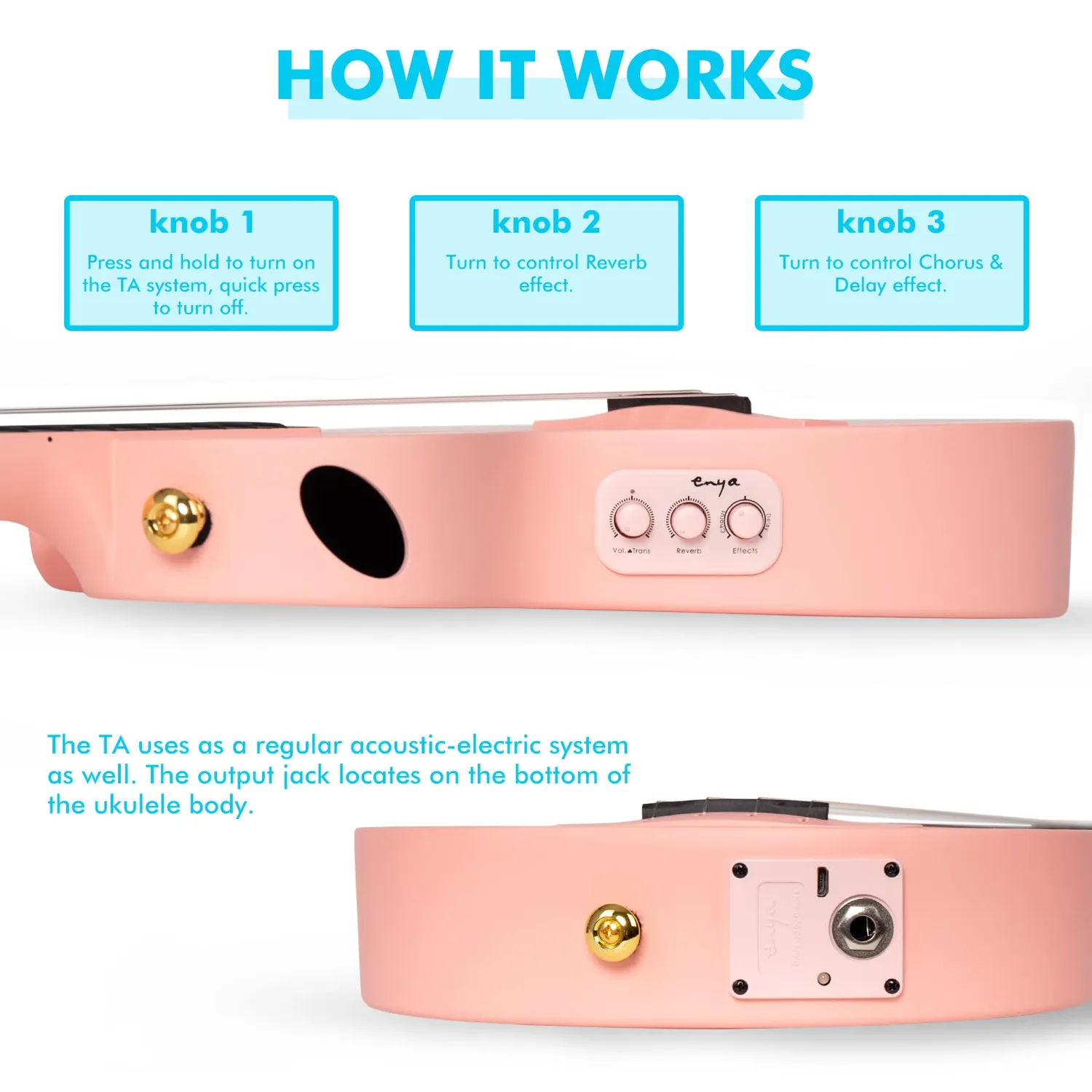 Enya Nova U 23 Ukulele Concerto Elettrico Rosa Kit Carbonio