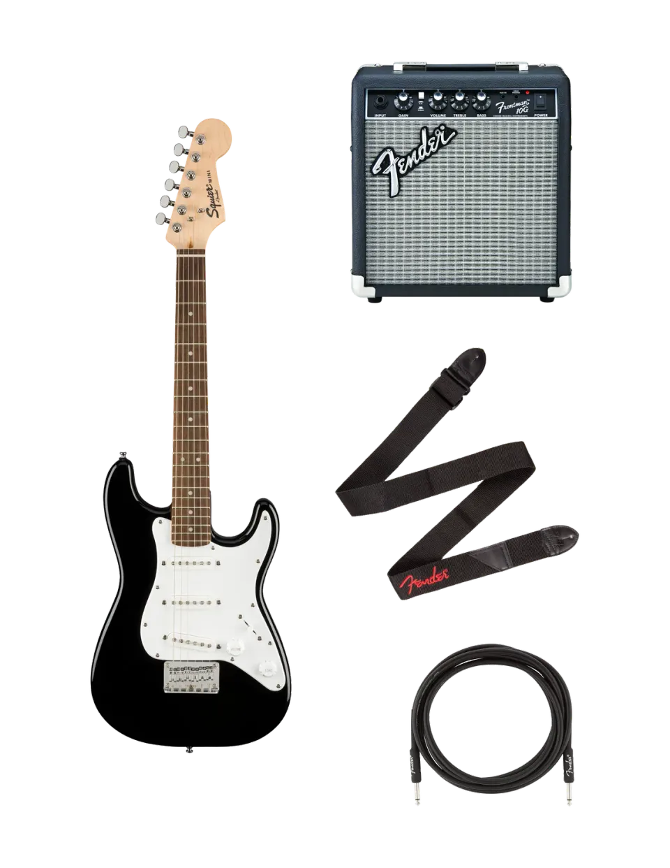 Squier Mini Stratocaster chitarra elettrica nera 3/4 bundle ampli