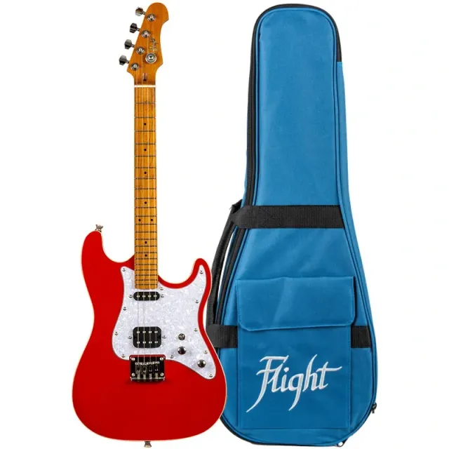 Flight Pathfinder Red ukulele baritono elettrico rosso
