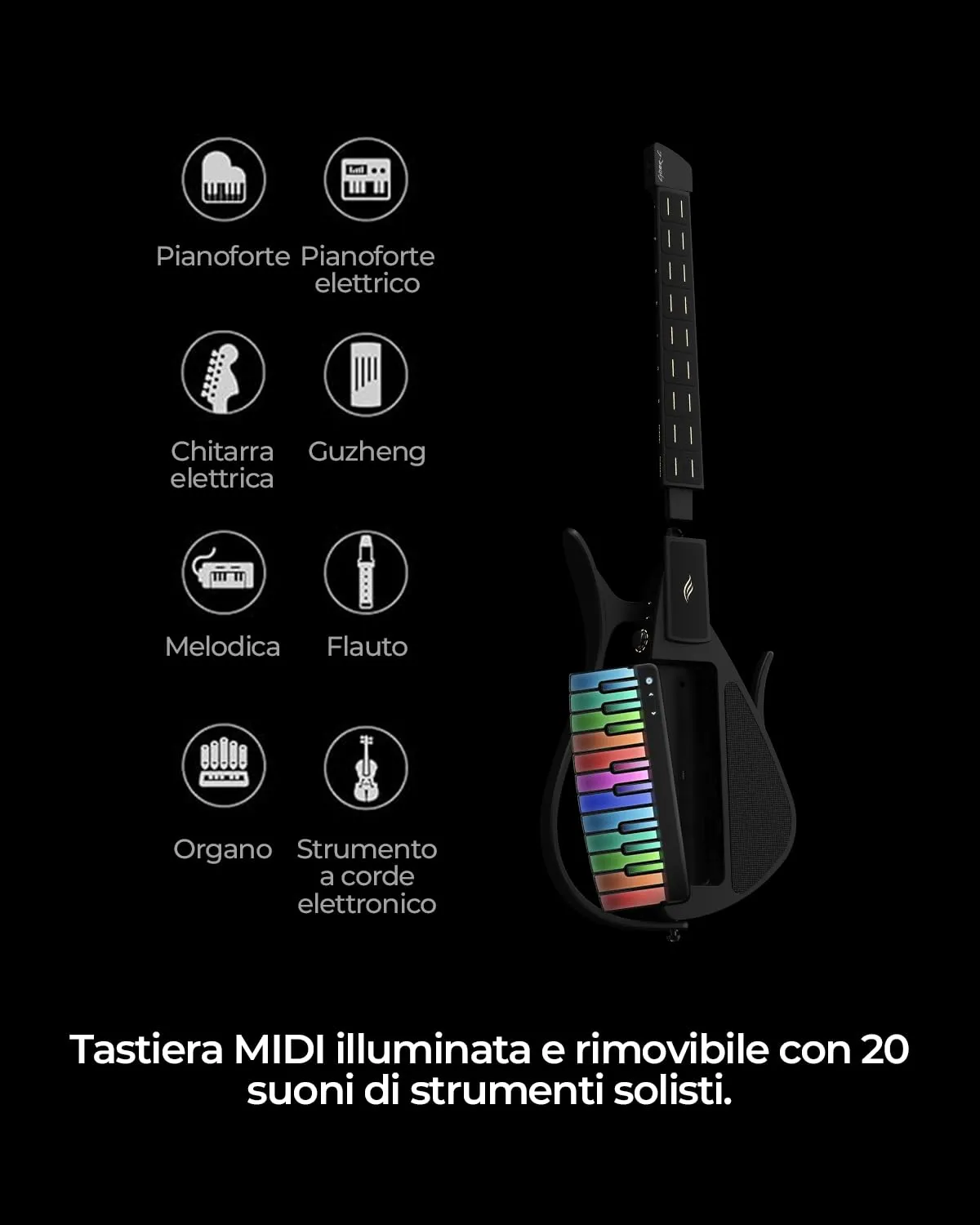 Enya Cyber-G chitarra smart senza corde rosa pick