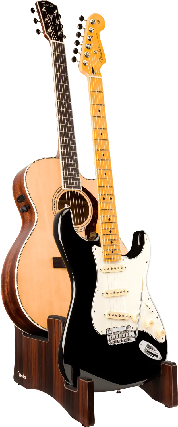 Fender Deluxe Wooden supporto chitarra doppio noce 2 posti