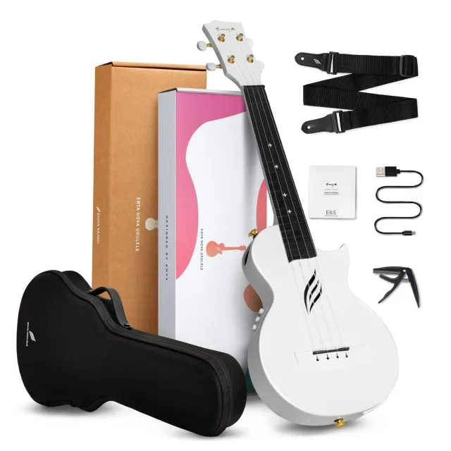 Enya Nova U/WH EQ ukulele concerto bianco elettrico kit