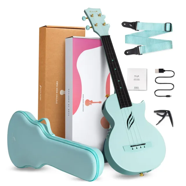 Enya Nova U/BL EQ ukulele concerto blu elettrico kit