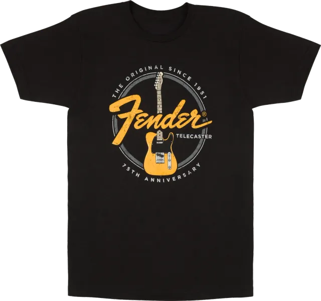 Fender Telecaster 75th Tele Tee maglietta nera cotone