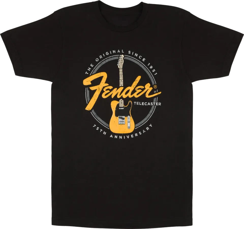Fender Telecaster 75th Tele Tee maglietta nera cotone