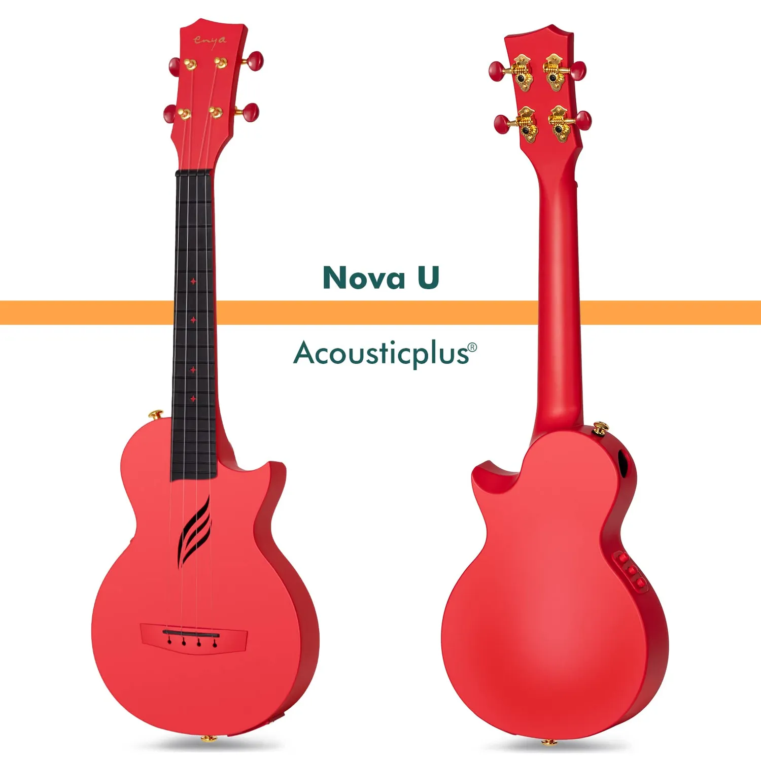 Enya Nova U/RD EQ ukulele concerto rosso elettrico kit