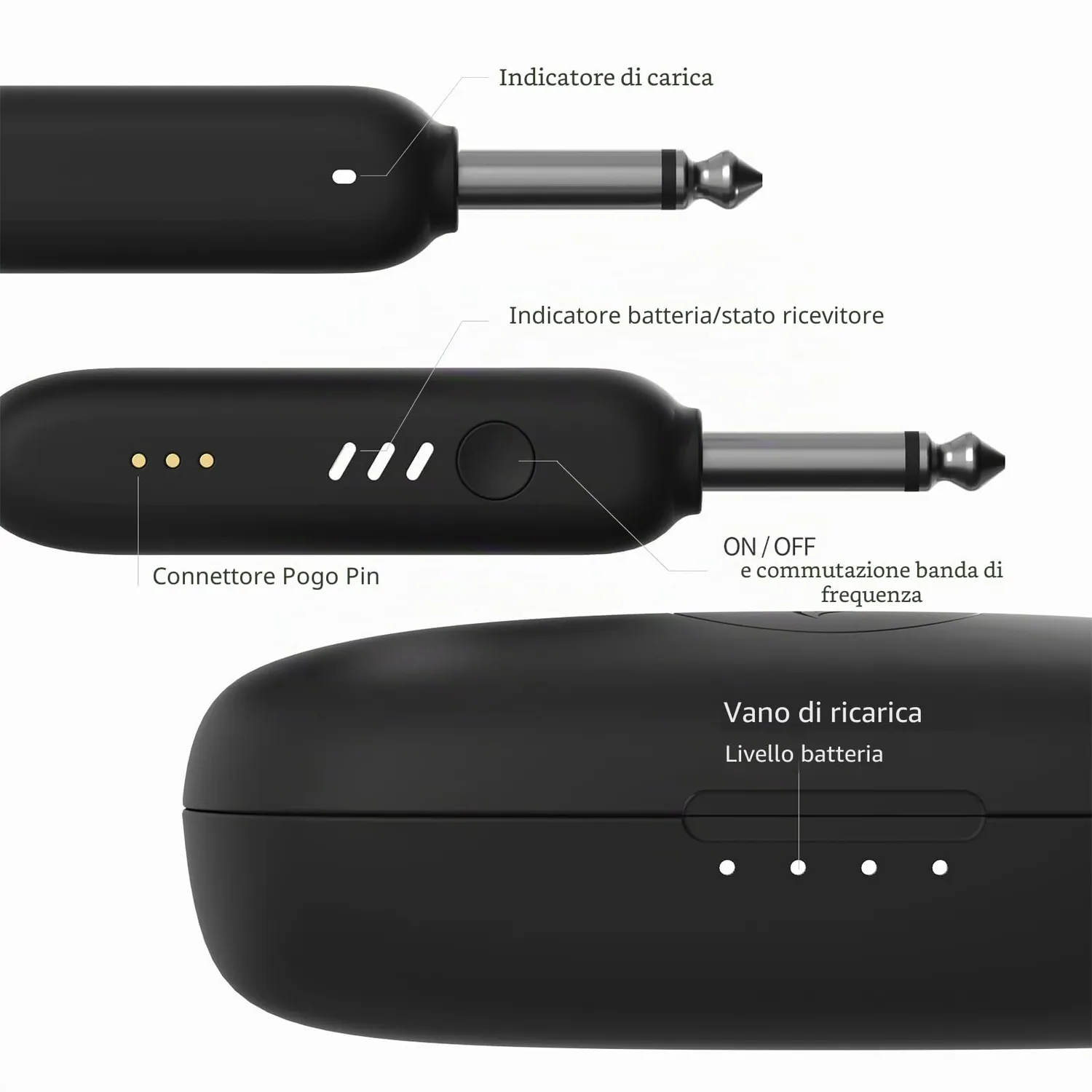 Enya WB1 Sistema Wireless Chitarra UHF Trasmettitore Ricevitore
