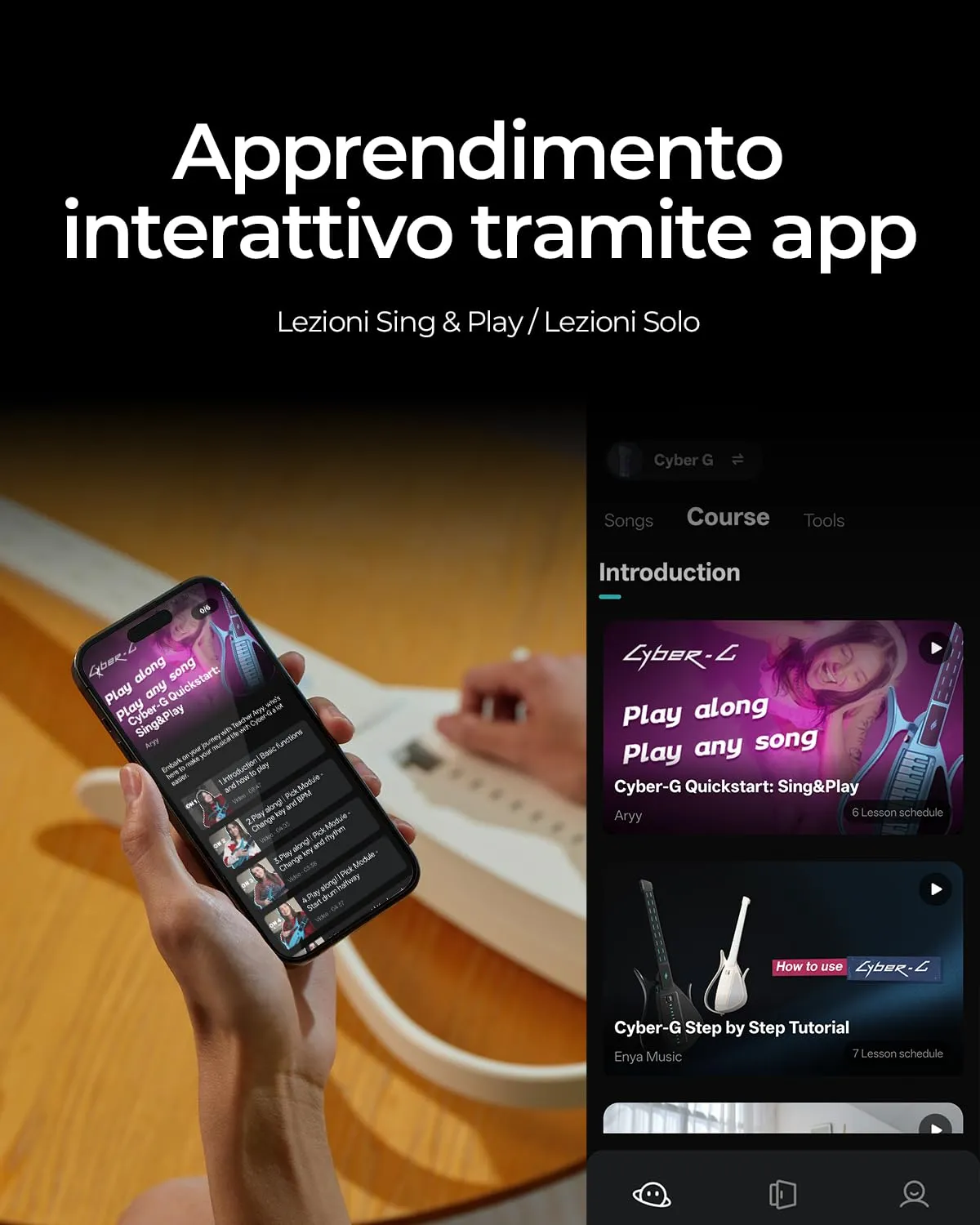 Enya Cyber-G chitarra smart senza corde rosa pick
