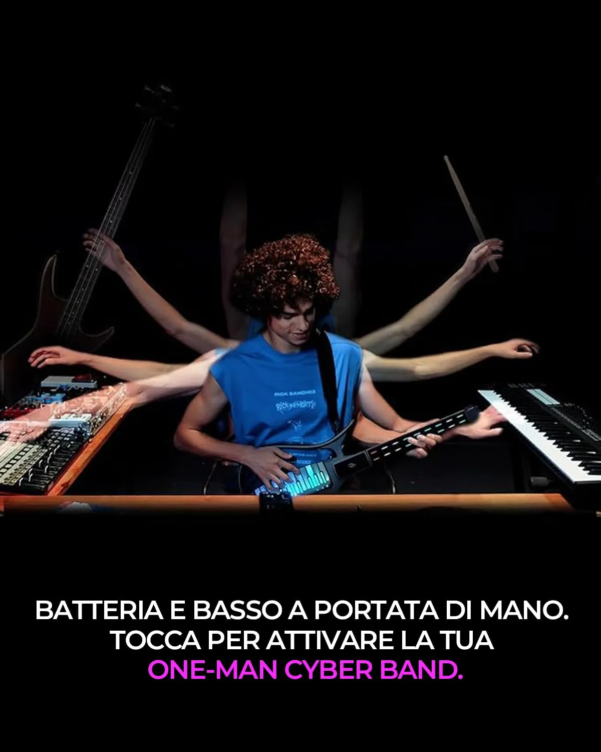 Enya Cyber-G chitarra smart senza corde rosa pick