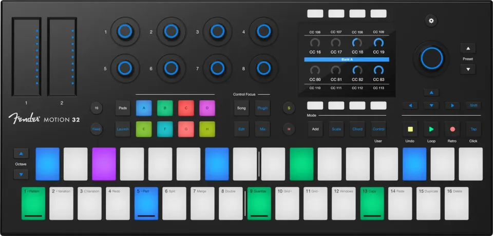 Fender Motion 32 controller MIDI USB 32 pad Fatar