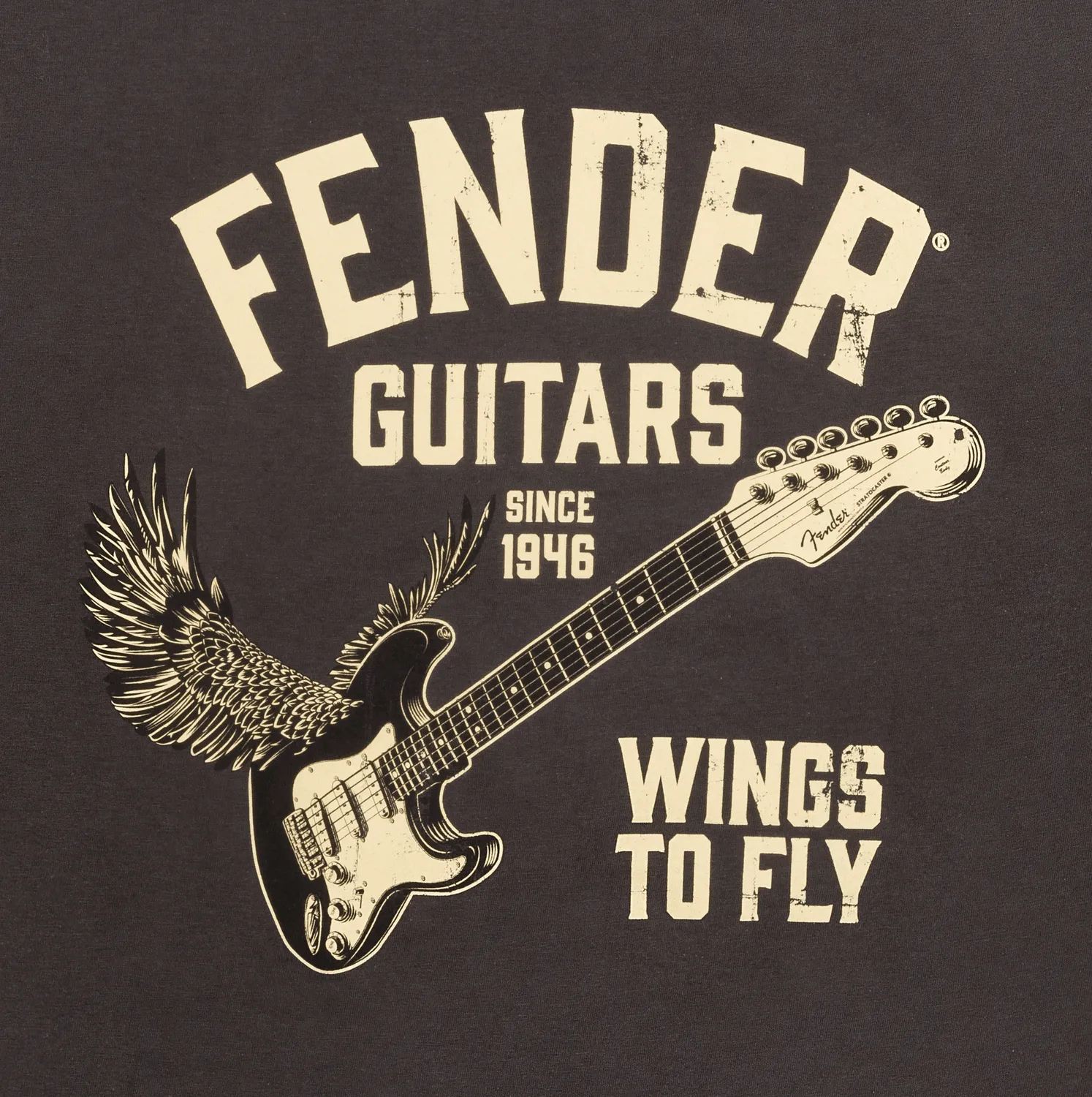 Fender Wings To Fly t-shirt nera Vintage Black