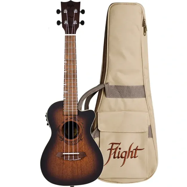 Flight Gemstone DUC380 CEQ Amber ukulele concerto elettroacustico