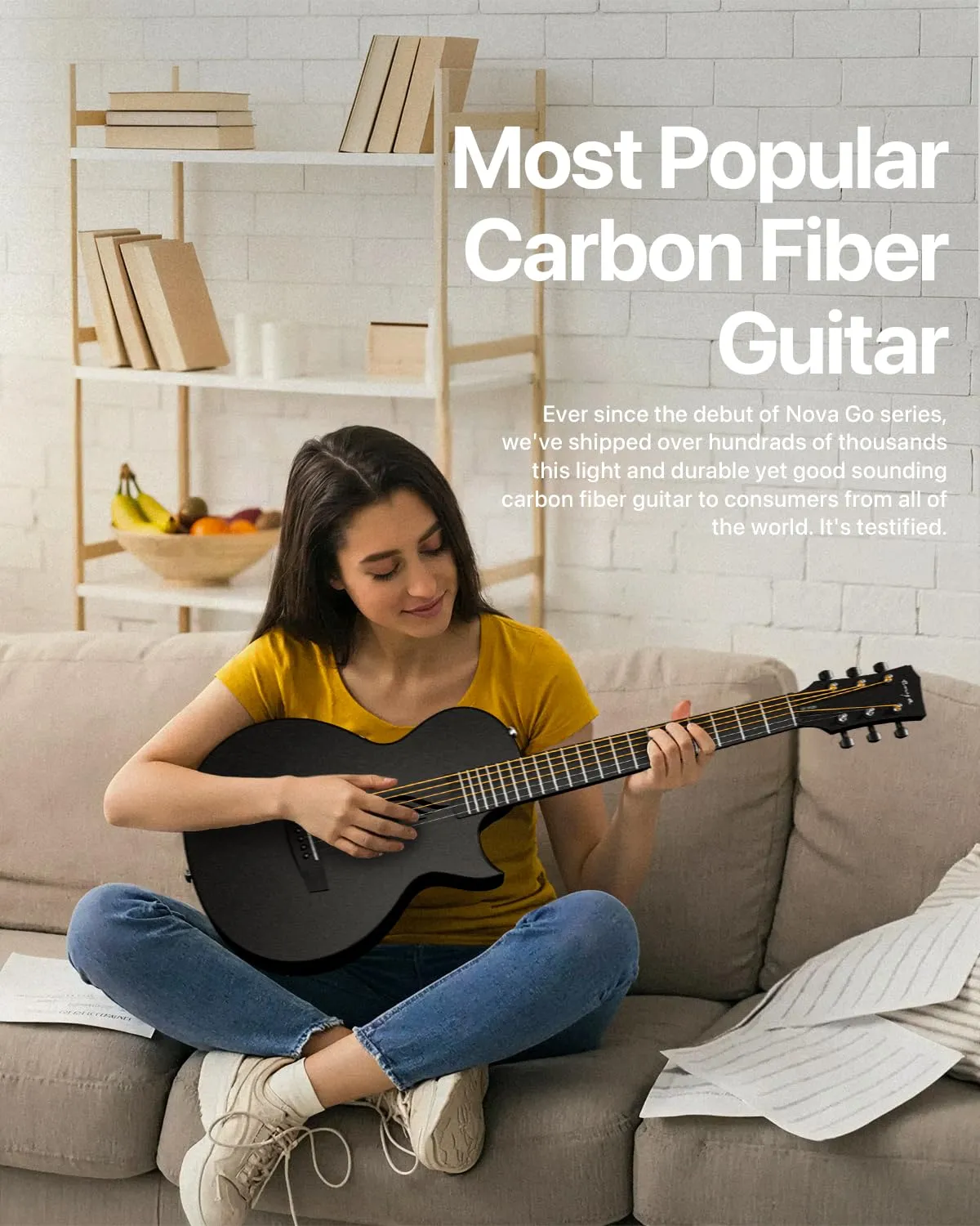 Enya Nova Go SP1 chitarra elettroacustica 35'' nera carbonio