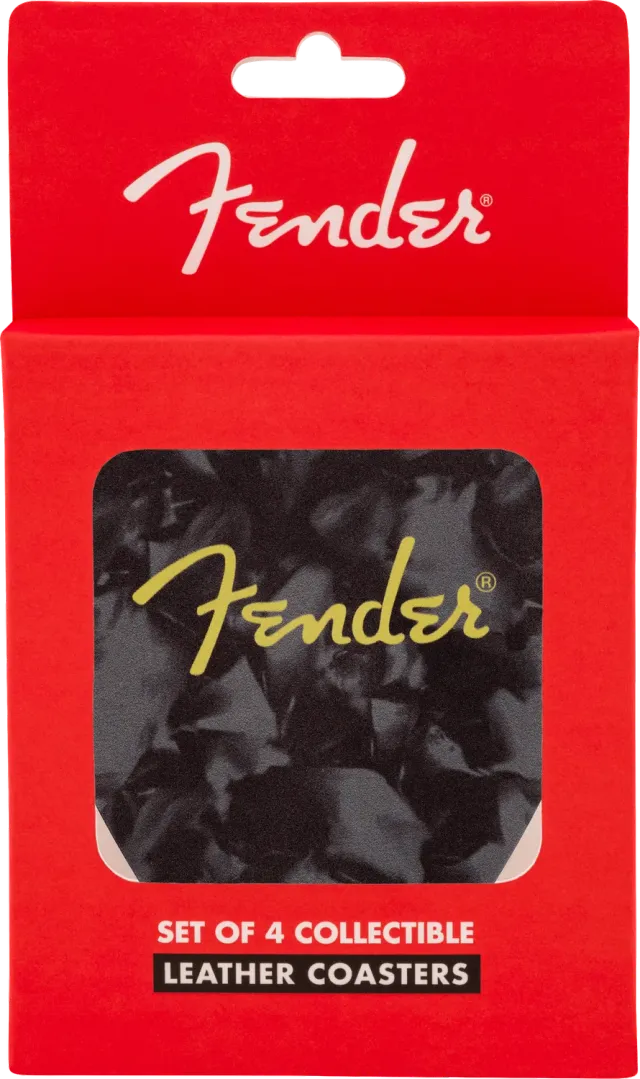 Fender Pick Shape Logo sottobicchieri pelle 4 pezzi