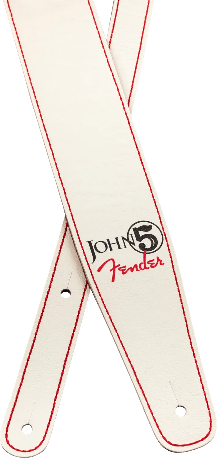 Fender John 5 tracolla chitarra pelle bianca rossa 63 mm