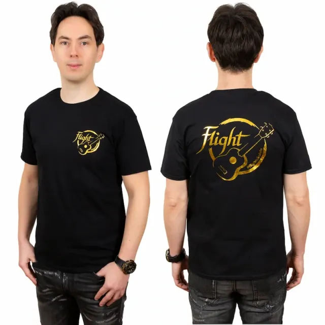 Flight maglietta uomo nera logo oro in cotone