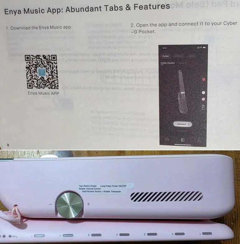 Enya Cyber-G Pocket Chitarra Smart Portatile Rosa 15 Suoni