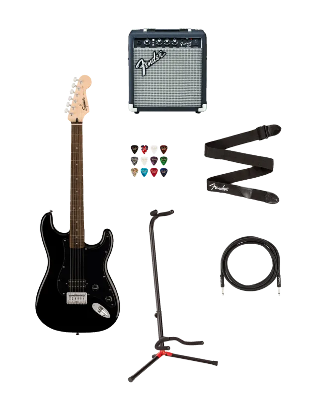 Squier Sonic Stratocaster HT H bundle chitarra nera Frontman