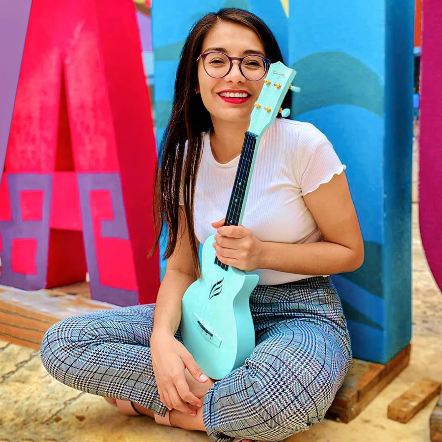 Enya Nova U/BL EQ ukulele concerto blu elettrico kit