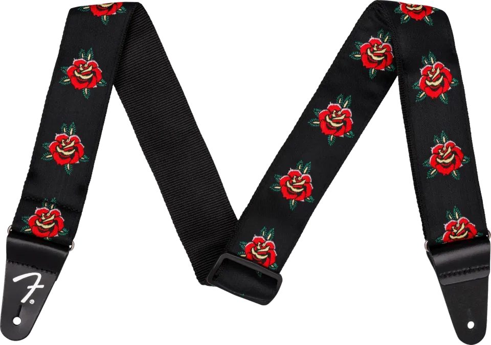 Fender Rose tracolla chitarra 2 pollici rossa fiori